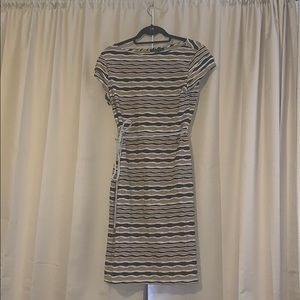 Striped dress with tie belt